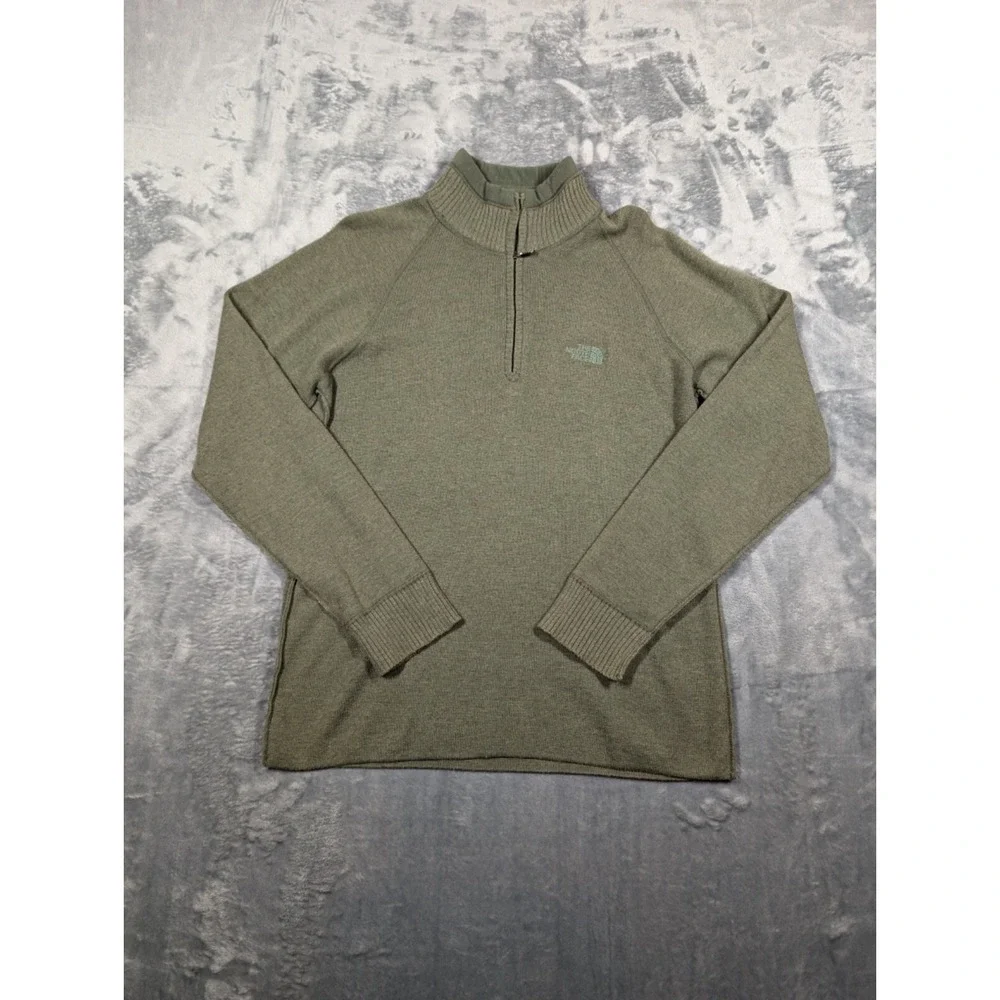 The North Face Quarter Zip Long Sleeve Sweater Mens Sz Medium Wool Blend